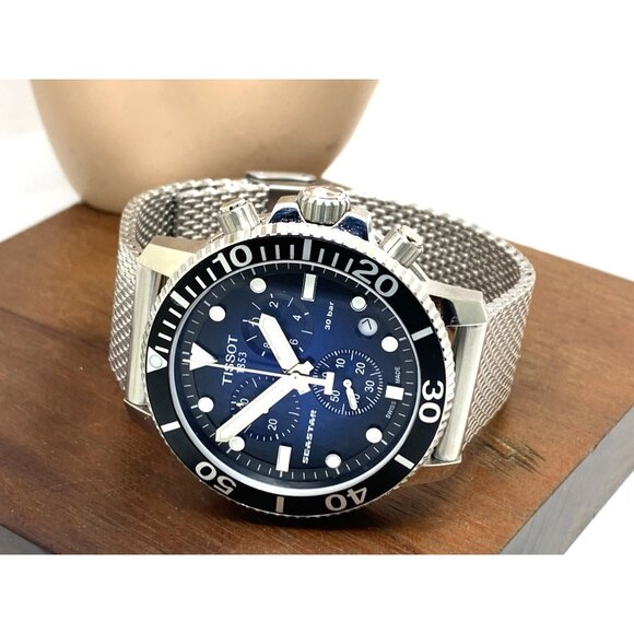 Tissot Men's Watch Seastar Chronograph Swiss Quartz Blue Black T1204171104102 - Picture 8 of 14